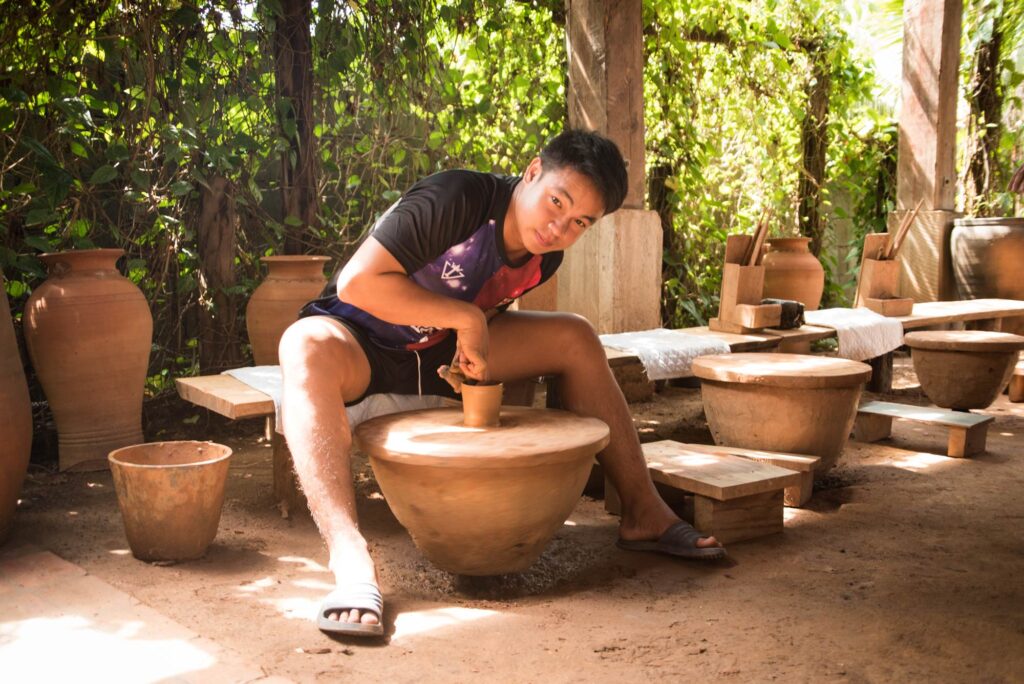 Lao Pottery House Potter at Work